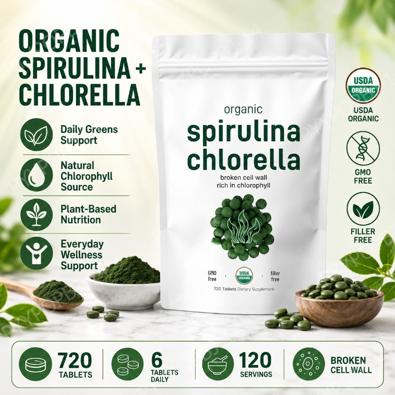 Organic Spirulina Chlorella Ta - огляд і ціна Spirulina Tablet Organic
