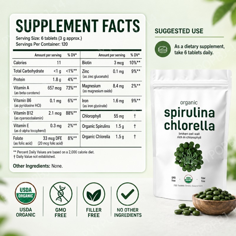 Organic Spirulina Chlorella Ta - огляд і ціна Spirulina Tablet Organic