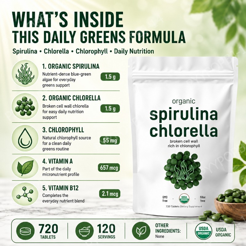 Organic Spirulina Chlorella Ta - огляд і ціна Spirulina Tablet Organic